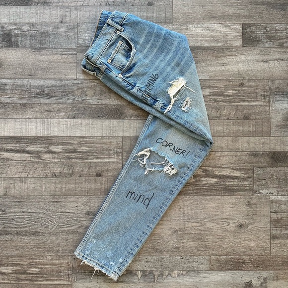 Zara Other - Distressed blue Jeans with graffiti details